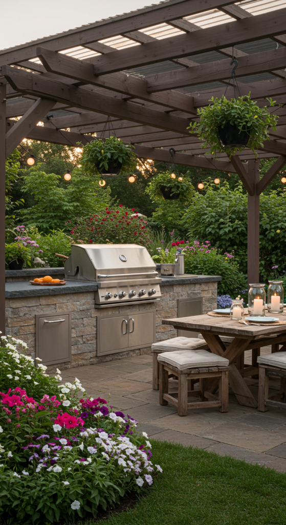Backyard Oasis with Built-In BBQ