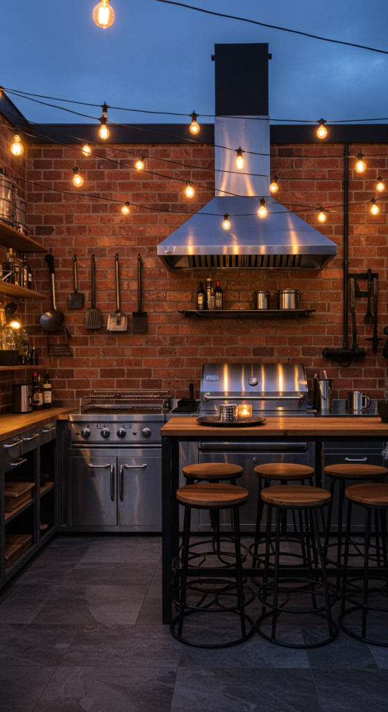 Industrial Outdoor Kitchen with a Twist