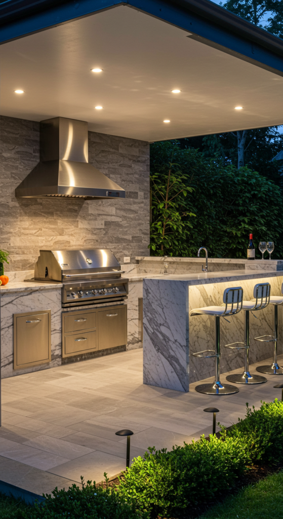 Luxury Outdoor BBQ with Marble Countertop